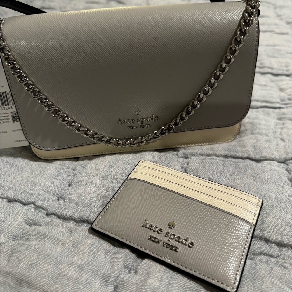 Kate Spade Gray and Cream Crossbody Bag